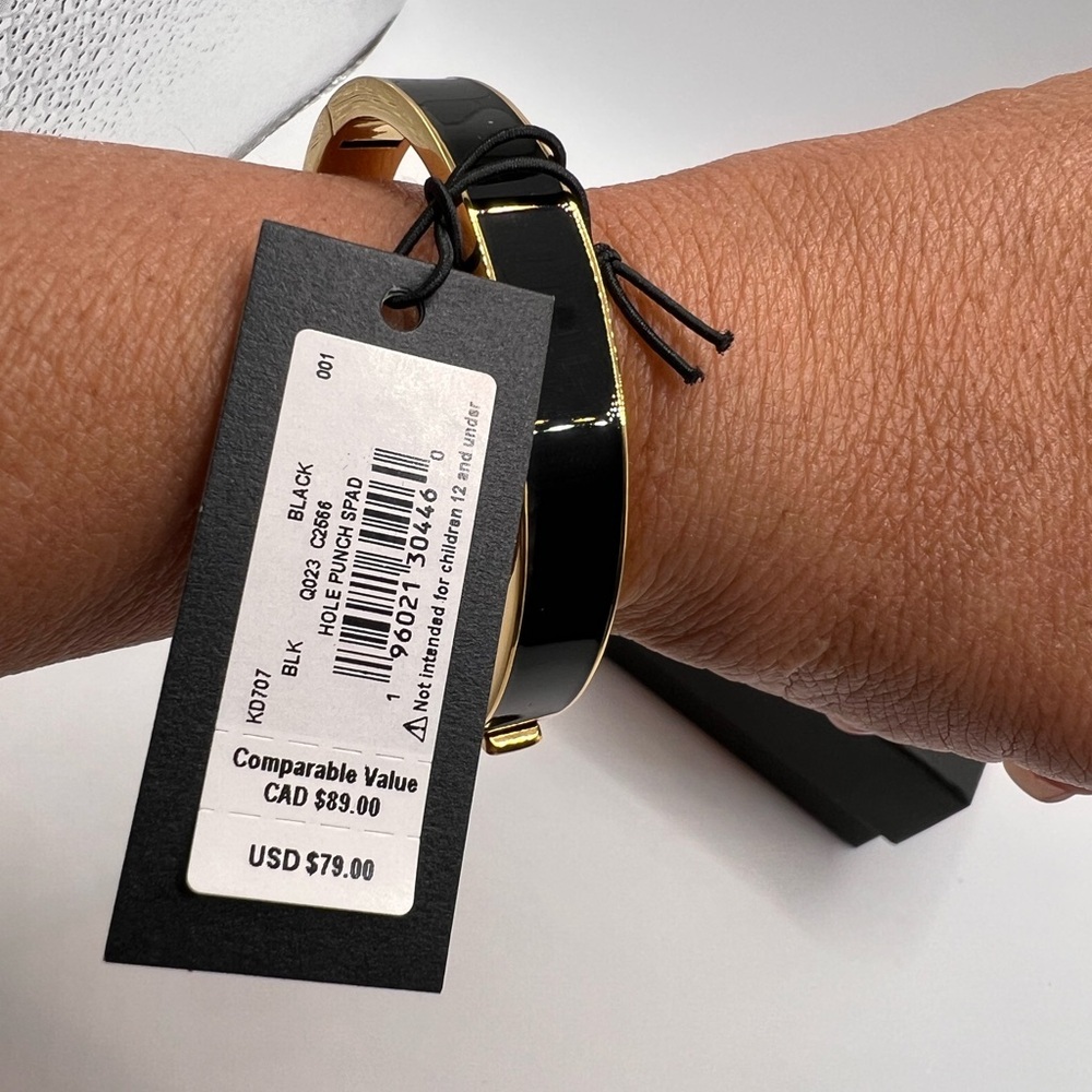kate spade Black and Gold Spade Accent Bangle Bracelet - Picture 2 of 2